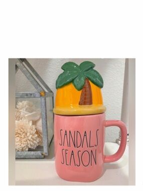 NEW Rae Dunn “Sandals Season” Mug with Sunset & Palm Tree Lid